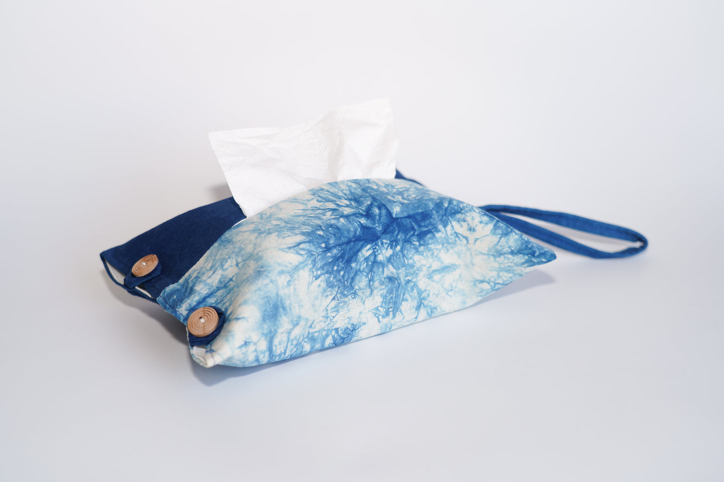 Natural Plant Dyed Cotton Tissue Holder, Unique Pattern Tissue Box Case with Strap, Tableware