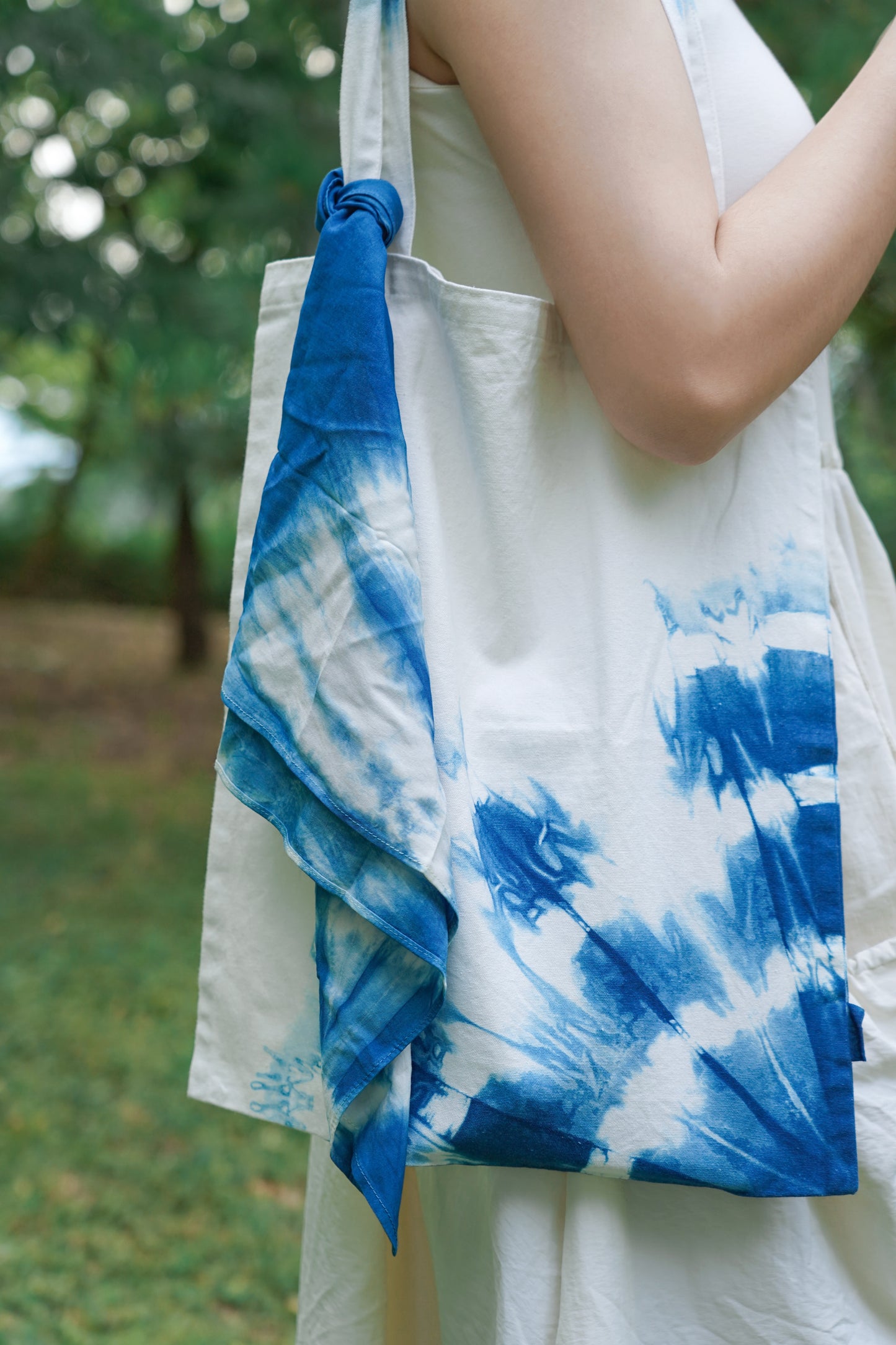 Tie Dye Shoulder Bag, Handbag with Natural Plant Tie Dye Pattern