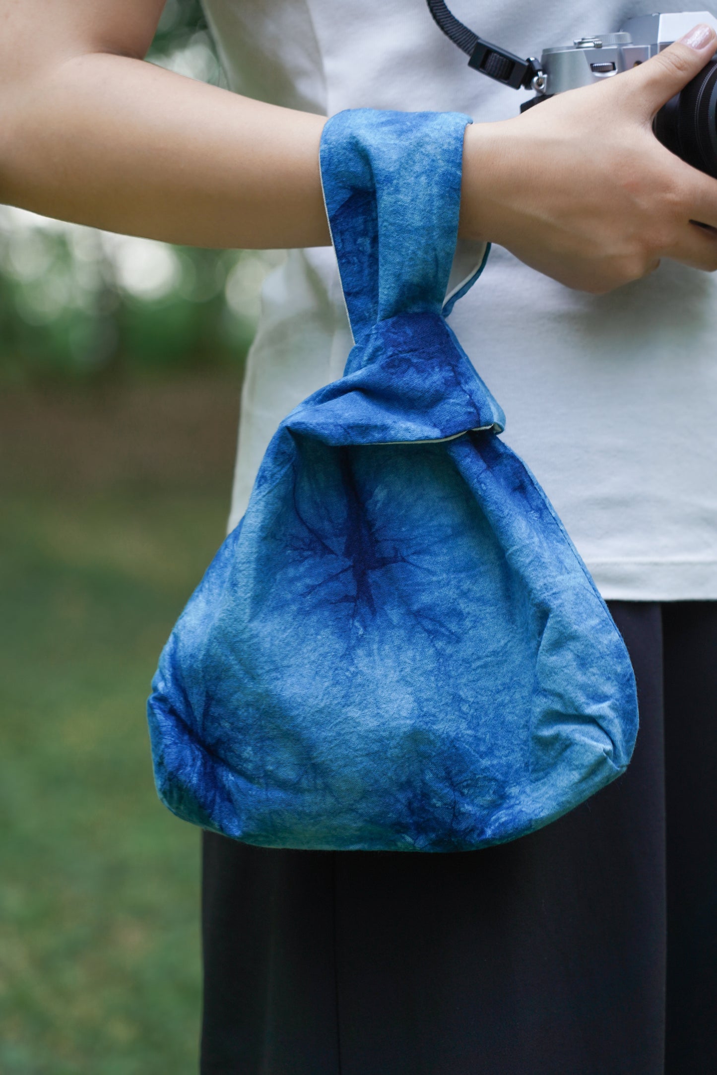 Tie Dye Cotton Knot Bag, Handbag with Natural Plant Tie Dye Pattern