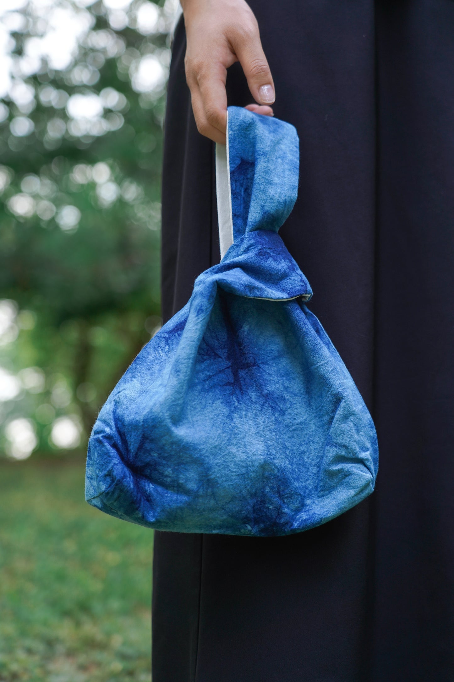 Tie Dye Cotton Knot Bag, Handbag with Natural Plant Tie Dye Pattern