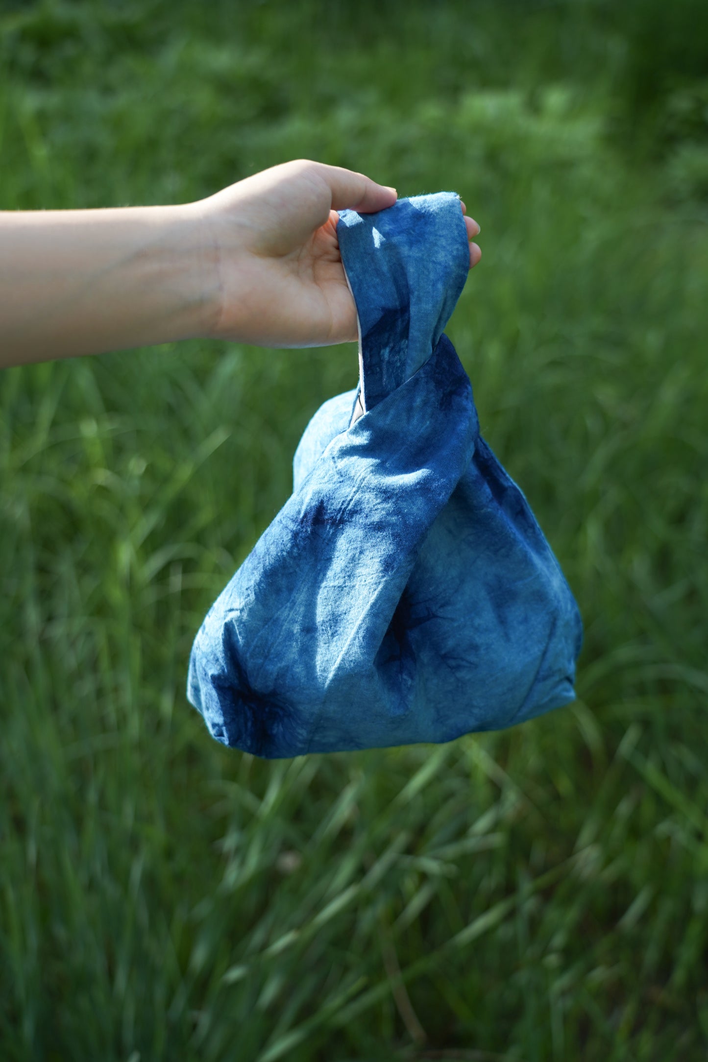 Tie Dye Cotton Knot Bag, Handbag with Natural Plant Tie Dye Pattern
