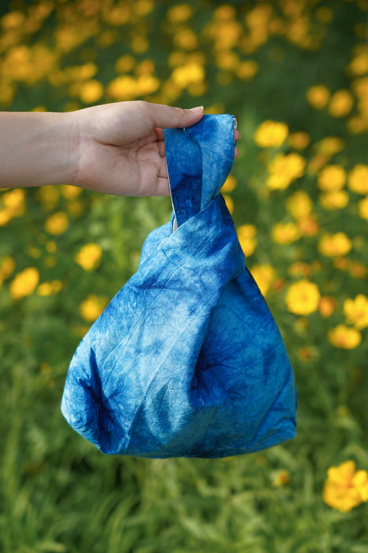 Tie Dye Cotton Knot Bag, Handbag with Natural Plant Tie Dye Pattern