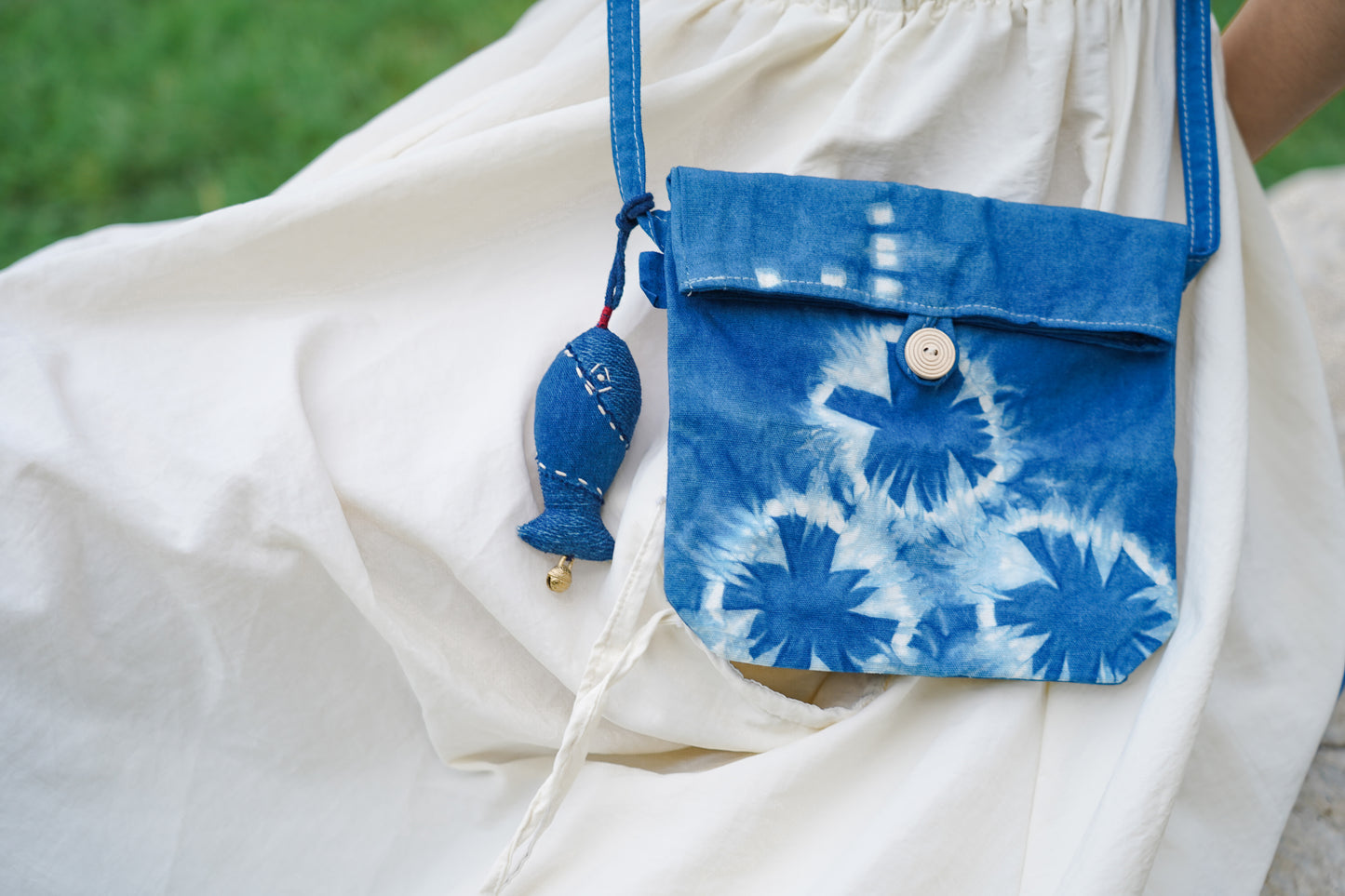 Natural Plant Dyed Cotton Crossbody Bag, Unique Pattern Shoulder Bag