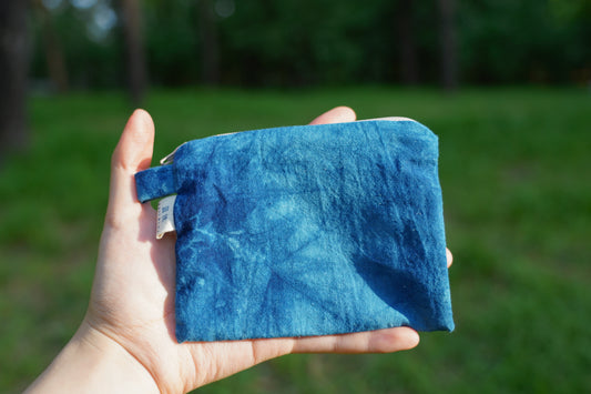 Hand-stitched Tie Dye Wallet, Cotton Purse with Zipper