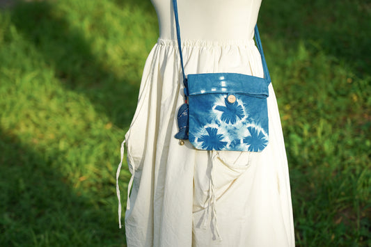 Natural Plant Dyed Cotton Crossbody Bag, Unique Pattern Shoulder Bag