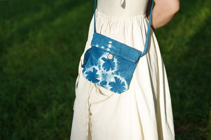 Natural Plant Dyed Cotton Crossbody Bag, Unique Pattern Shoulder Bag