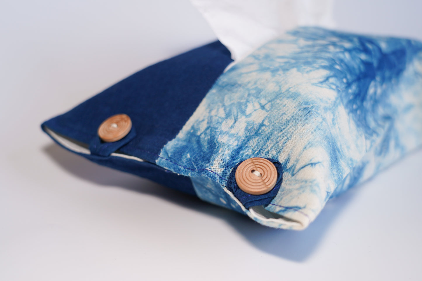Natural Plant Dyed Cotton Tissue Holder, Unique Pattern Tissue Box Case with Strap, Tableware