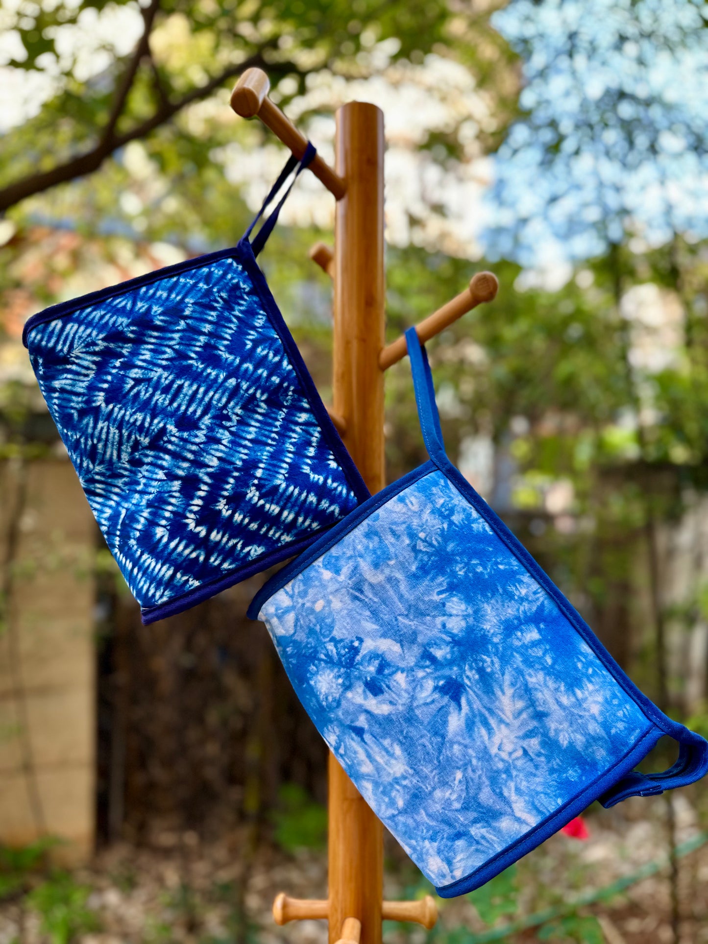 Tie Dye Linen Cosmetic Bag with Zipper, Handbag with Strap, Crossbody Bag