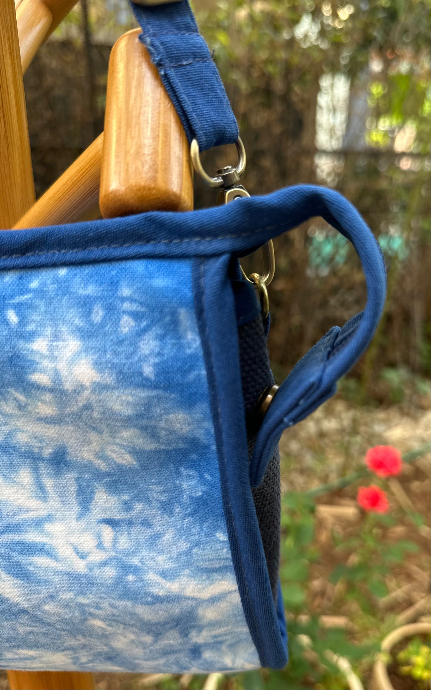 Tie Dye Linen Cosmetic Bag with Zipper, Handbag with Strap, Crossbody Bag