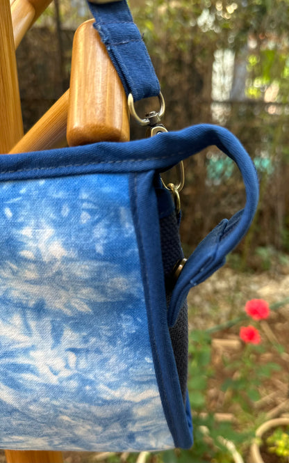 Tie Dye Linen Cosmetic Bag with Zipper, Handbag with Strap, Crossbody Bag