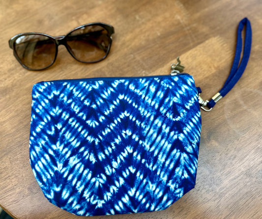 Tie Dye Linen Cosmetic Bag with Zipper Closure, Handbag with Strap