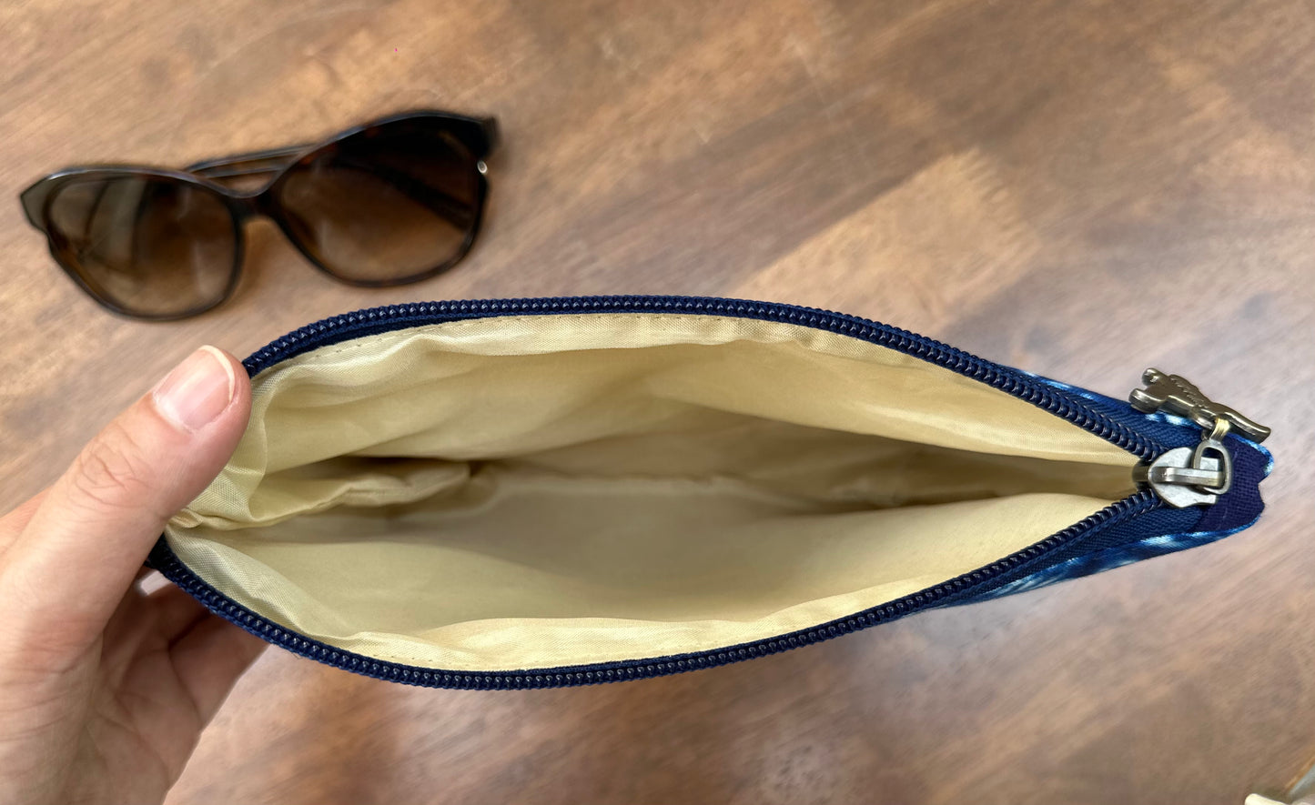 Tie Dye Linen Cosmetic Bag with Zipper Closure, Handbag with Strap