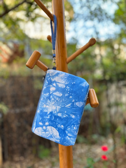 Tie Dye Linen Cosmetic Bag with Zipper Closure, Handbag with Strap