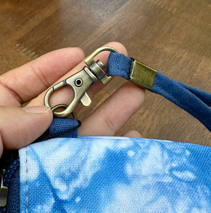 Tie Dye Linen Cosmetic Bag with Zipper Closure, Handbag with Strap