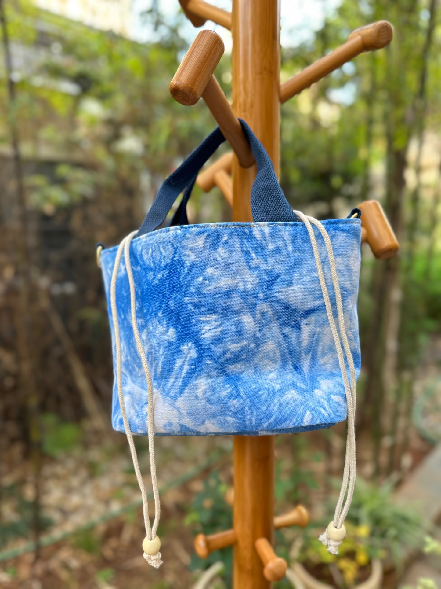 Tie Dye Linen Straw Bag, Top Handle Bag, Crossbody Bag