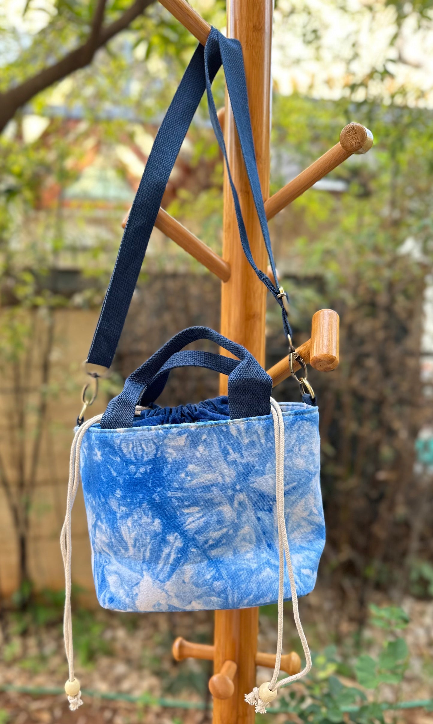 Tie Dye Linen Straw Bag, Top Handle Bag, Crossbody Bag