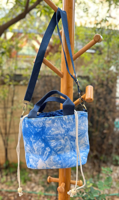 Tie Dye Linen Straw Bag, Top Handle Bag, Crossbody Bag