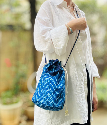 Tie Dye Linen Straw Bag, Handbag Pouch Blue, Top Handle Bag, Crossbody Bag