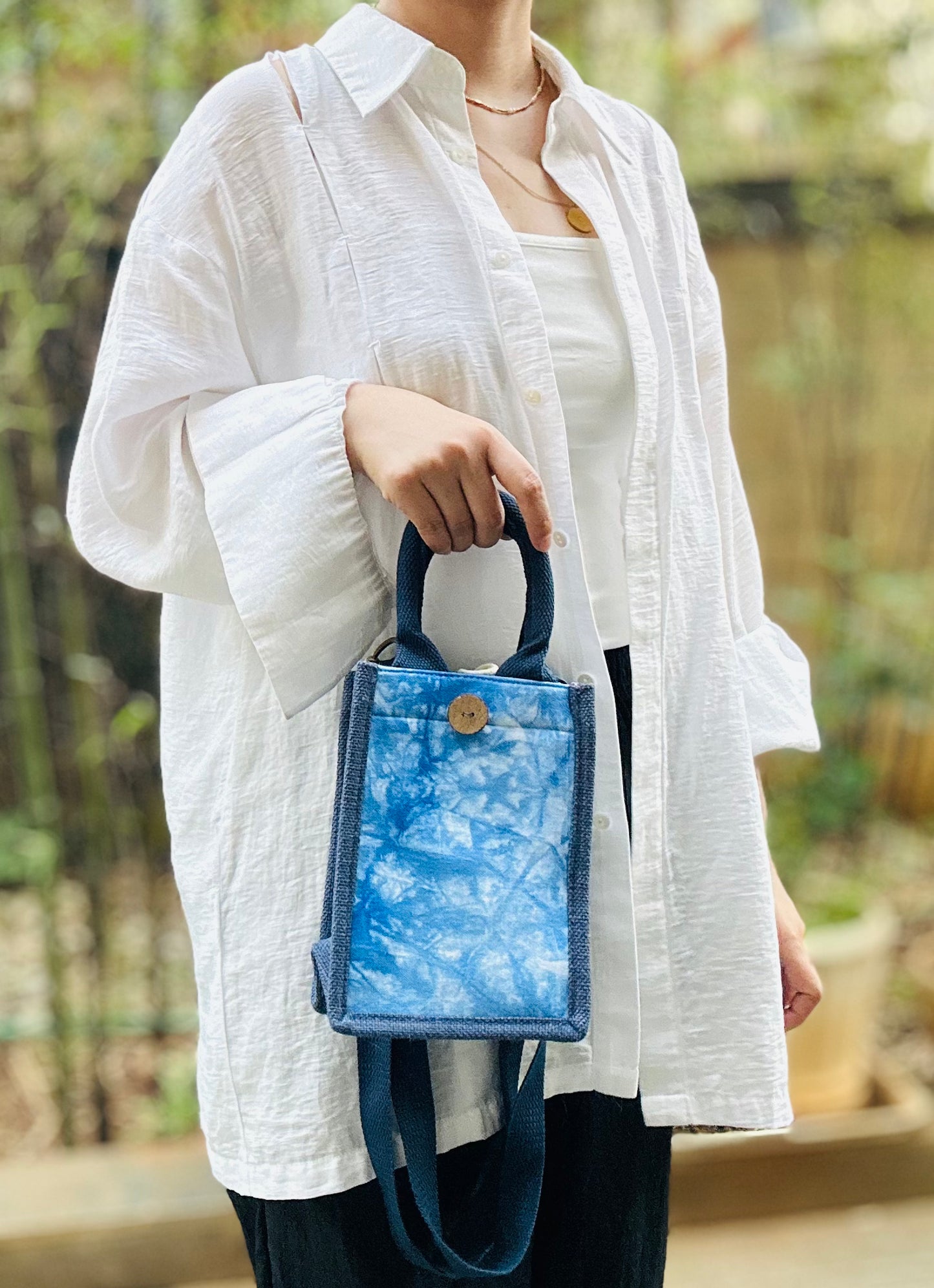 Tie Dye Linen Handbag with Buckle Closure, Crossbody Bag for Women, Shoulder Bag