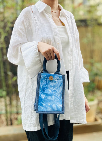 Tie Dye Linen Handbag with Buckle Closure, Crossbody Bag for Women, Shoulder Bag