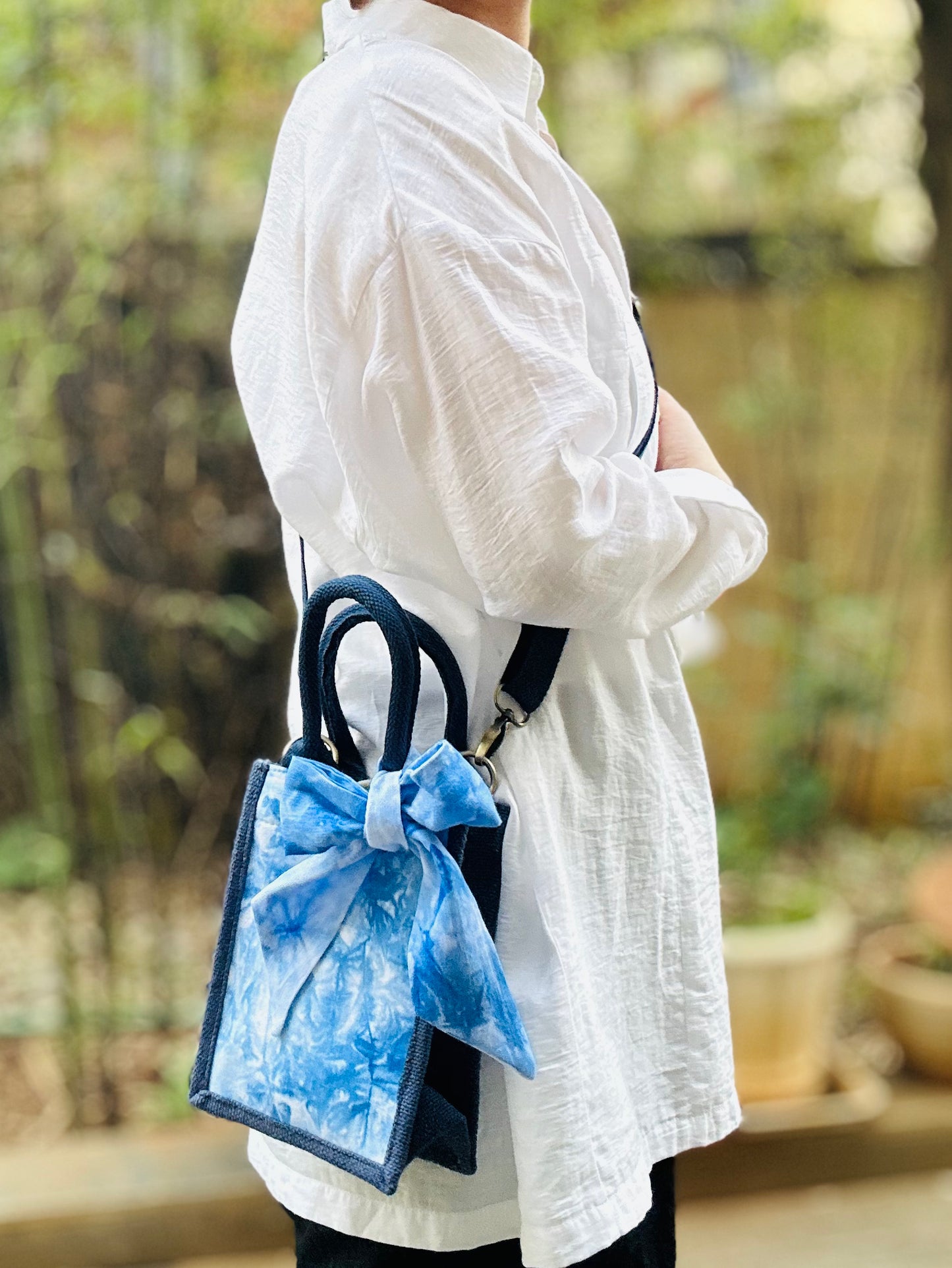 Tie Dye Linen Handbag with Buckle Closure, Crossbody Bag for Women, Shoulder Bag