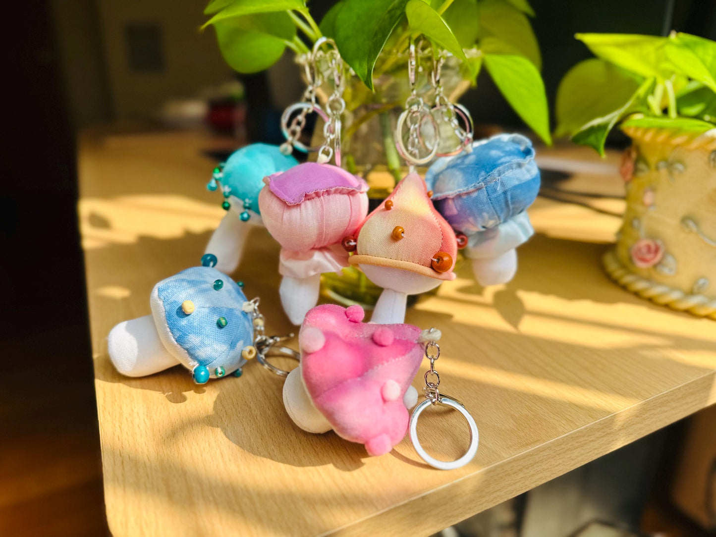 Handmade Mushroom Keychain, Plushie Keychain, Decorative Keychain, Cute Keychain for Kids, Cute Gift for Her