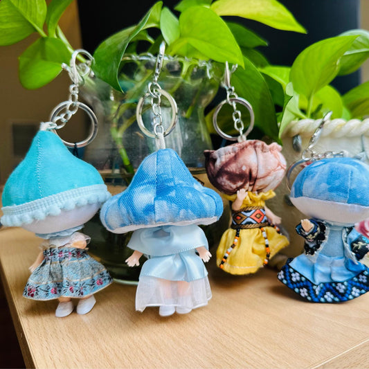 Handmade Mushroom Lady Keychain, Plushie Keychain, Decorative Keychain, Cute Keychain for Kids, Cute Gift for Her