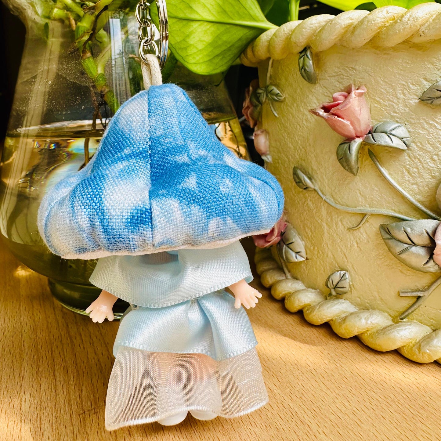 Handmade Mushroom Lady Keychain, Plushie Keychain, Decorative Keychain, Cute Keychain for Kids, Cute Gift for Her