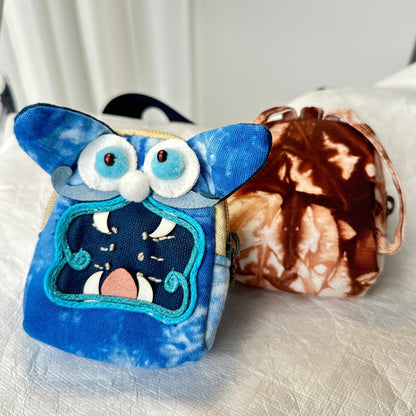 Handmade Tile Cat Keychain Wallet, Plushie Keychain Coin Purse, Decorative Keychain, Kitty Keychain for Kids, Zipper Coin Pocket for Her