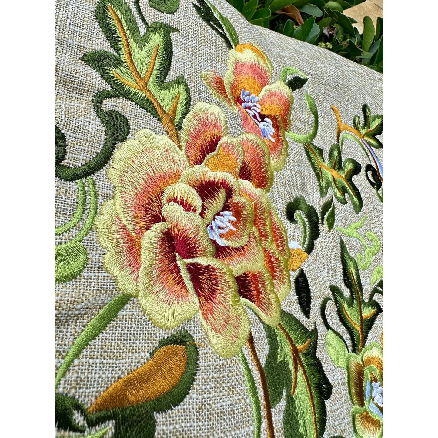 Linen Tote Bag with Embroidered Flower, Shoulder Bag for Women, Embroidered Peony Tote Bag, Zipper Shopping Bag, Diaper Bag