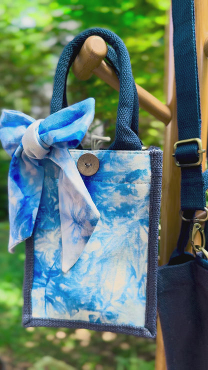 Tie Dye Linen Handbag with Buckle Closure, Crossbody Bag for Women, Shoulder Bag